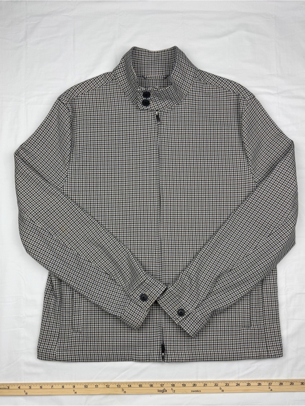 Express Gray Houndstooth Lightweight Zip Jacket